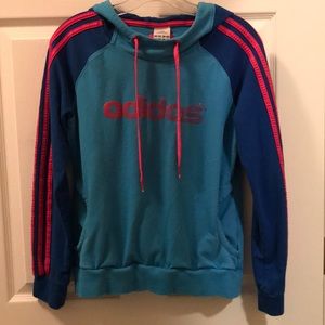 Adidas Women’s Pink And Blue Hoodie M EUC